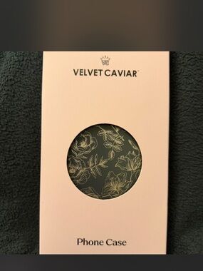 Velvet Caviar Black Case with Gold Floral Line Art